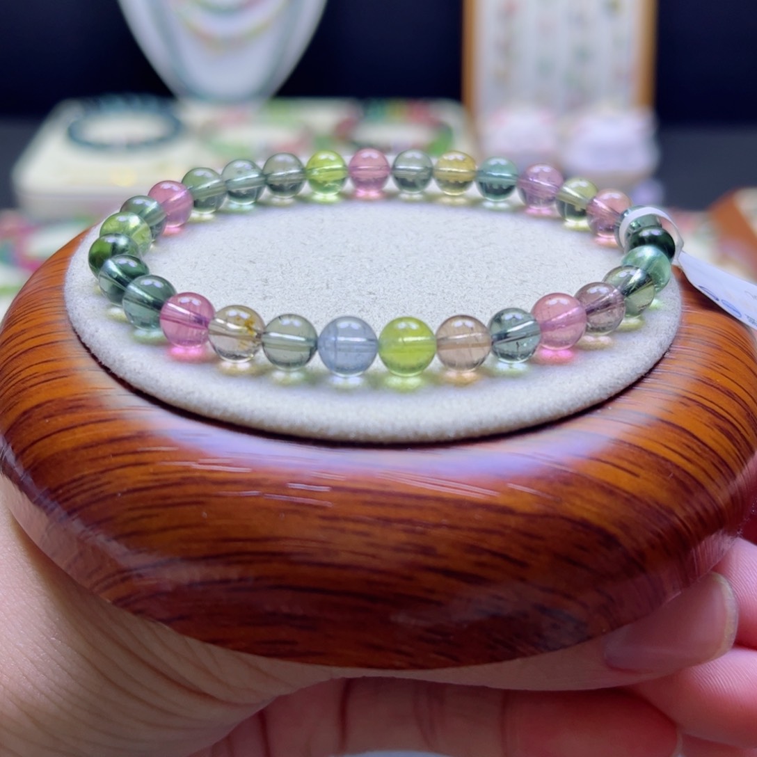 碧玺手链未镶嵌莫兰迪6.3mm