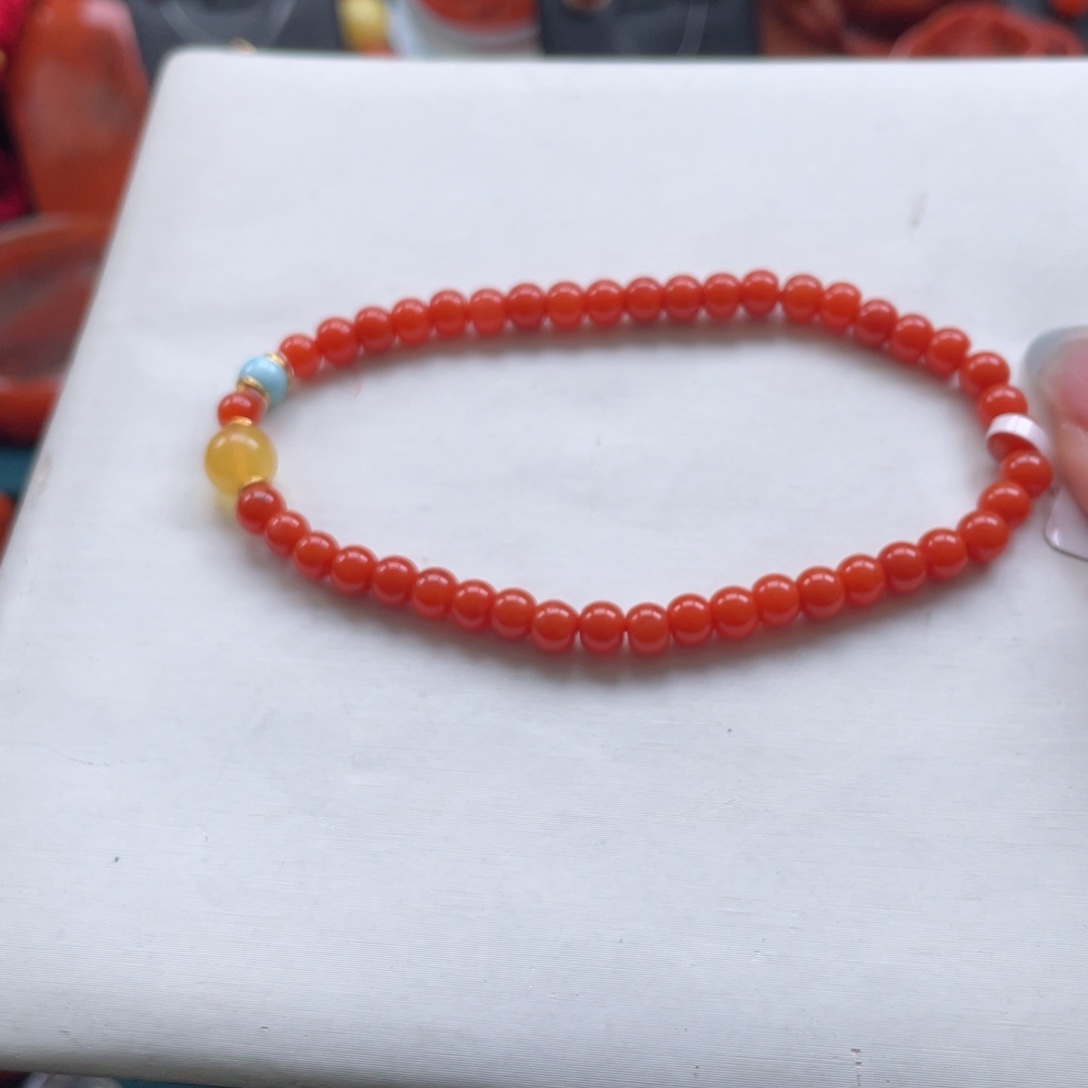 南红玛瑙银S925镶嵌保山南红满肉老型dly单圈4+mm