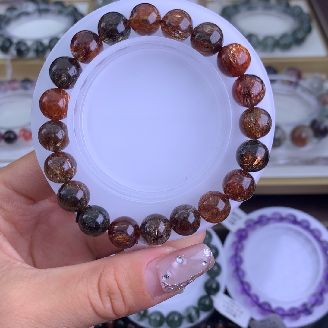 水晶手链未镶嵌淡**黑金超