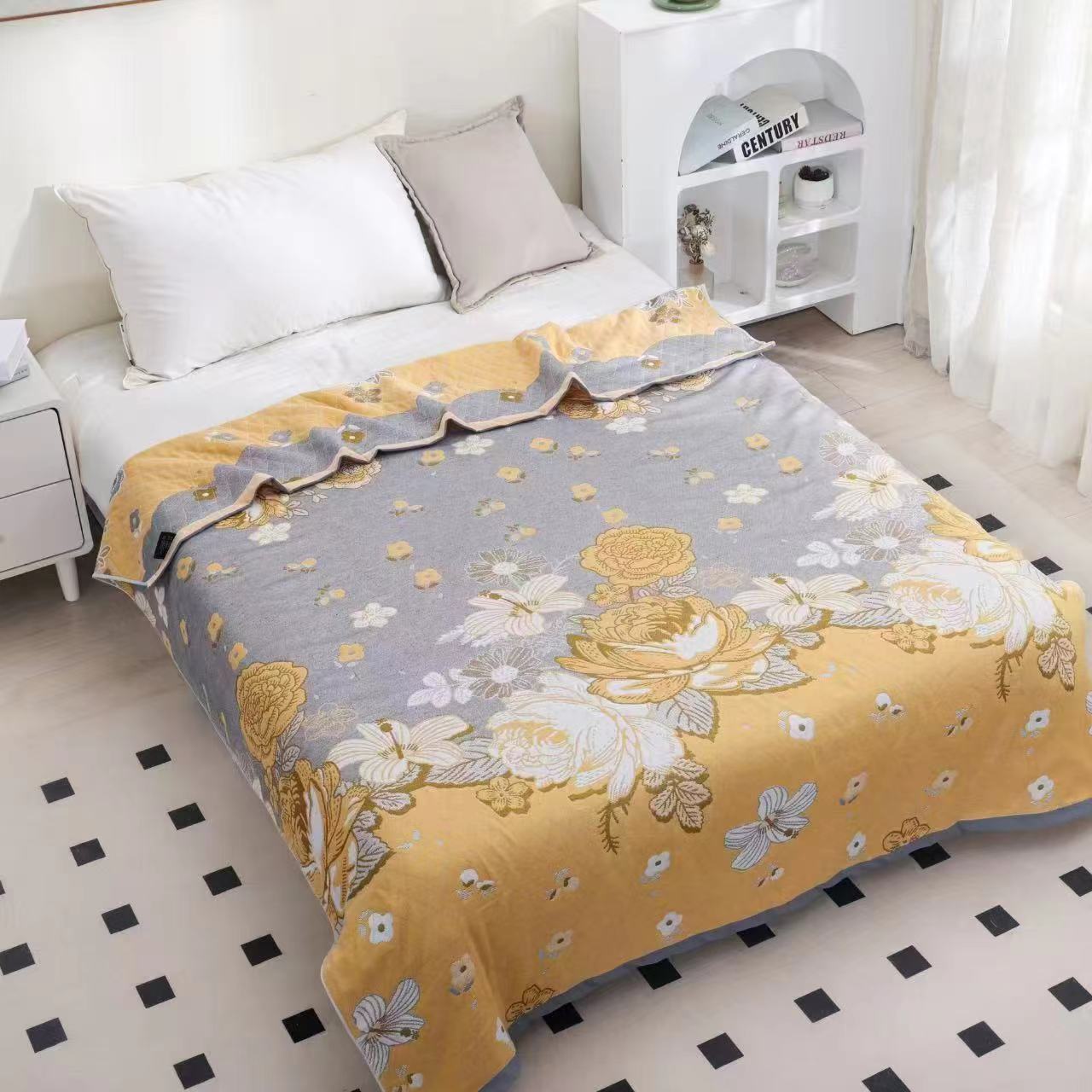 开播福利【浅紫金蔷】150*200cm加厚舒适床盖