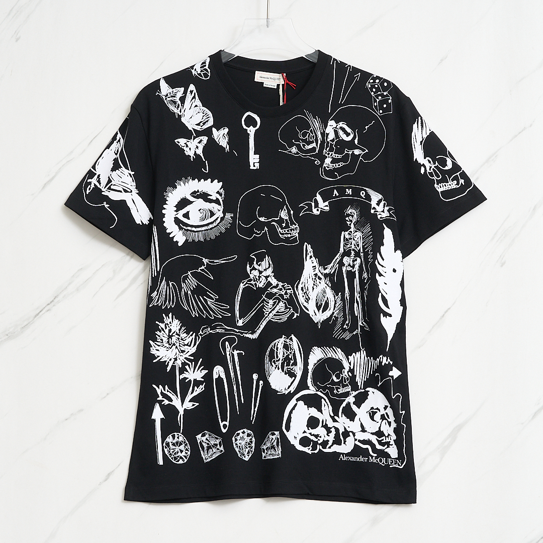 未使用 Alexander McQueen/亚历山大·麦昆 男士骷髅恤/ANBU00279