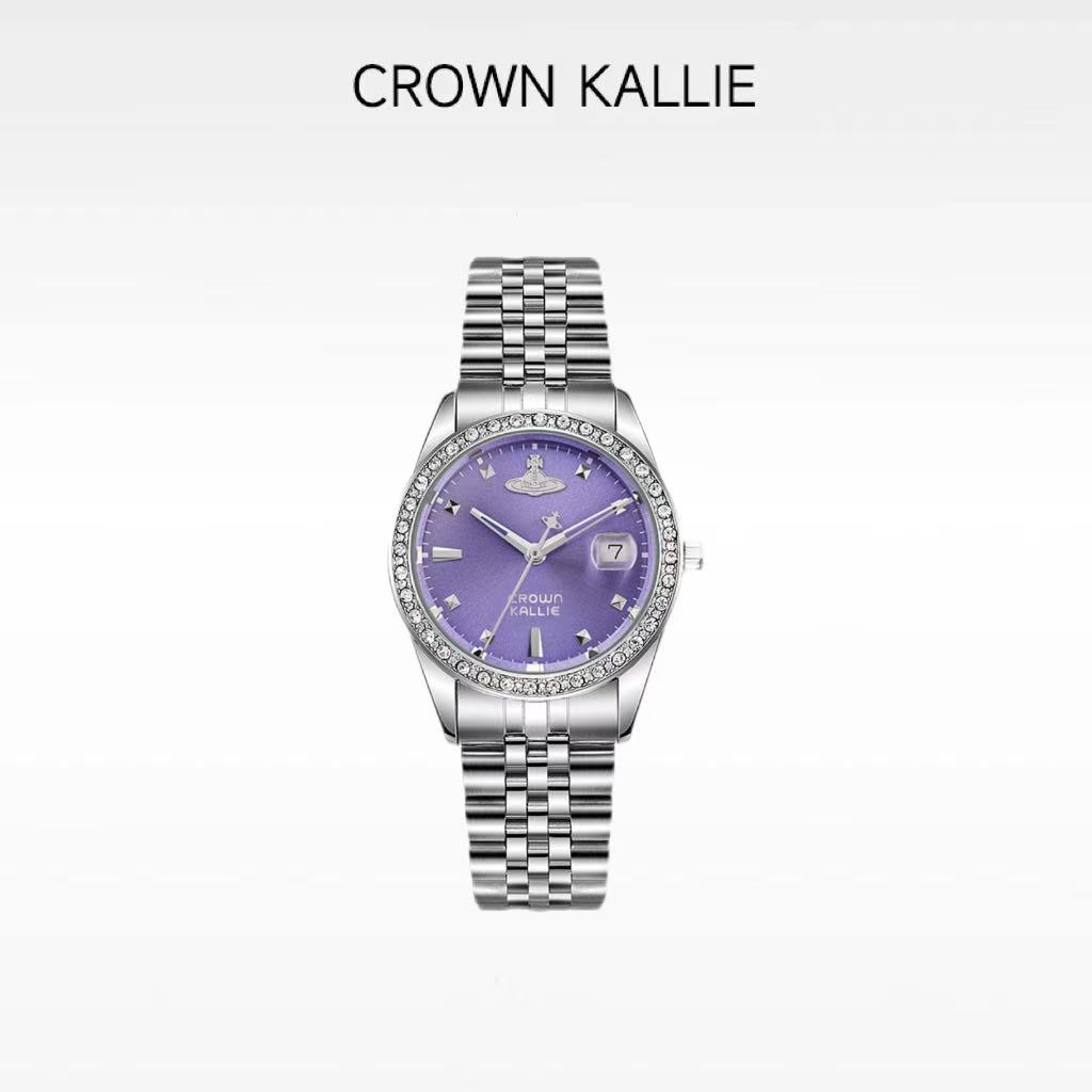 Crown Kallie-小ck西太后联名同款土星元素碎冰紫女士腕表ck8125