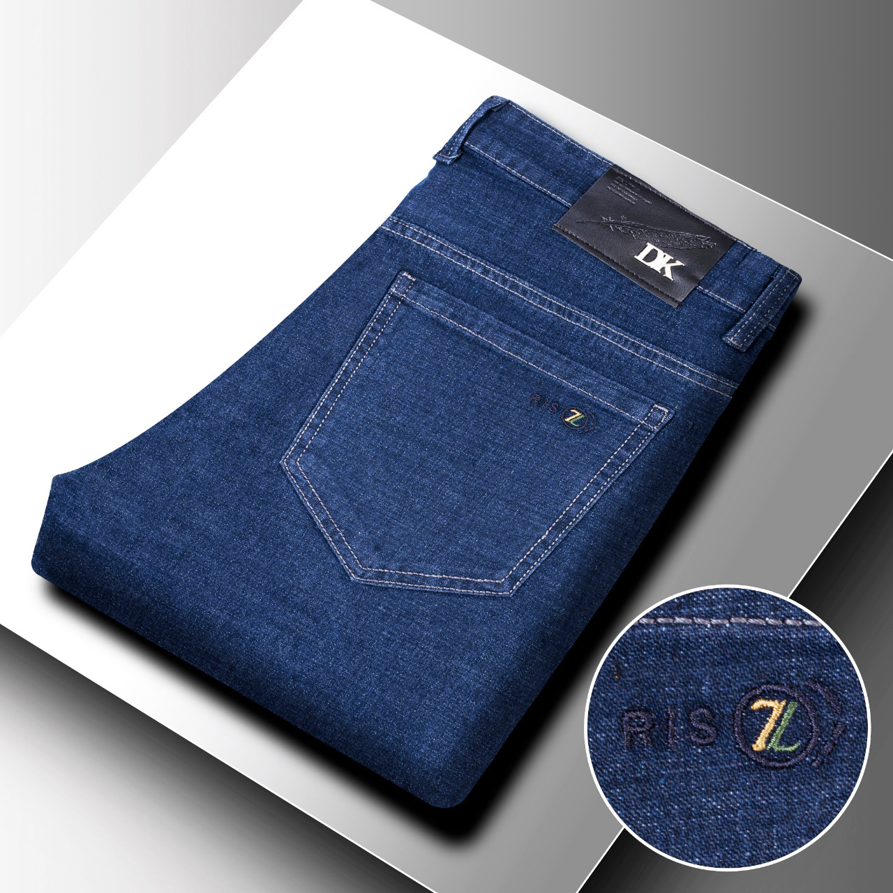 606秋冬男士牛仔裤弹力高腰直筒大码宽松休闲裤长裤