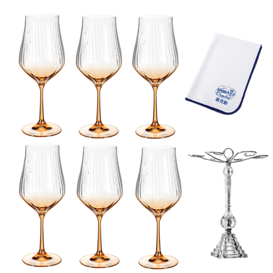 莱克斯捷克进口琥珀渐变红酒杯6支高档无铅葡萄酒杯家用酒杯套装