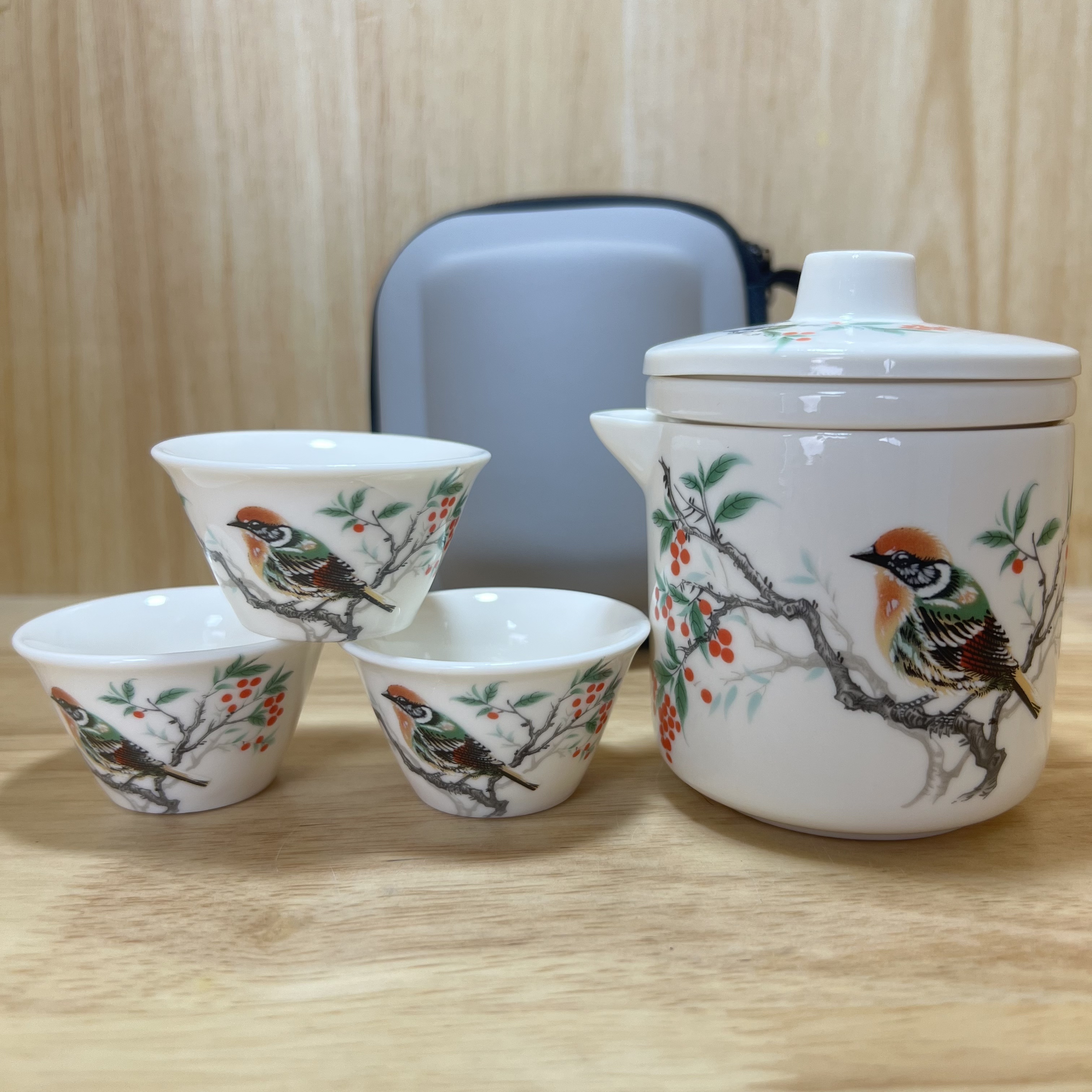 鸟语花香陶瓷旅行套一壶三杯 LC Q