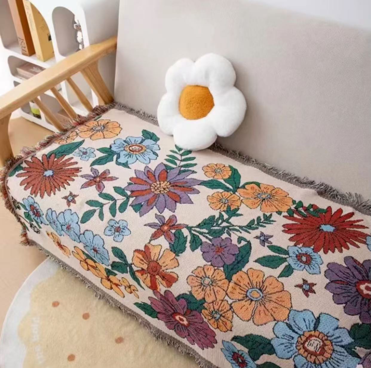 【繁花90*240】沙发巾盖毯四季通用沙发垫ins防尘罩双面毯子沙发毯