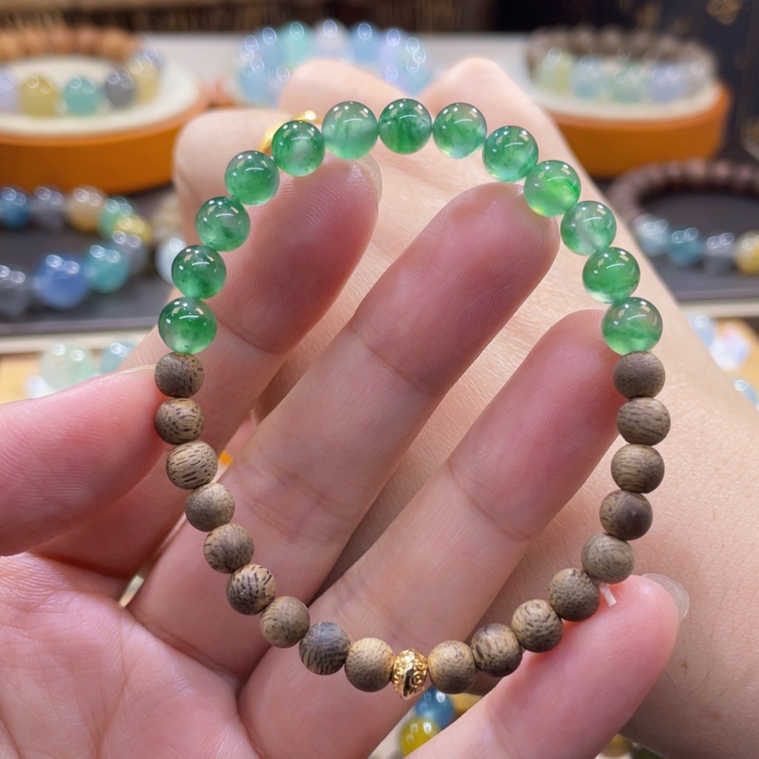 未镶嵌手链翡翠高冰飘花绿野仙踪