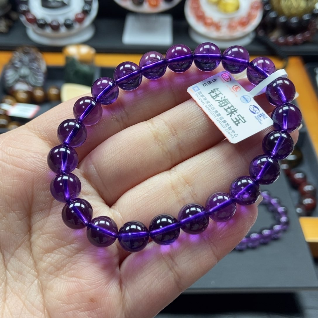 水晶紫水晶手链8.6毫米未镶嵌七**崽