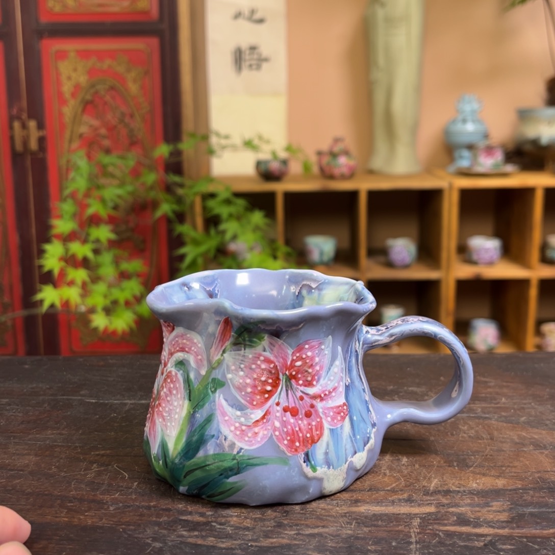 杯柴烧手工手绘陶瓷