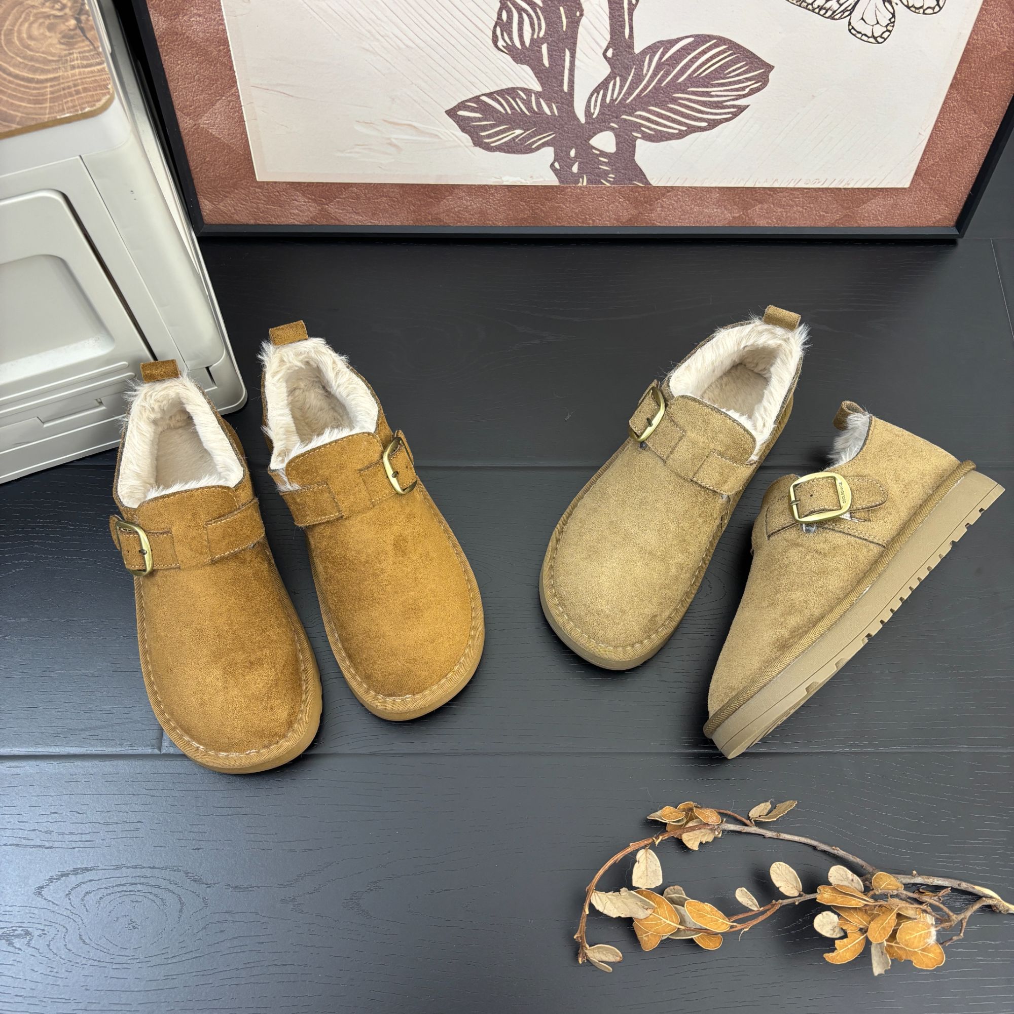 【三喜】‘基础光版3cm’平底显瘦秀气加绒百搭保暖冬季棉鞋勃肯鞋女