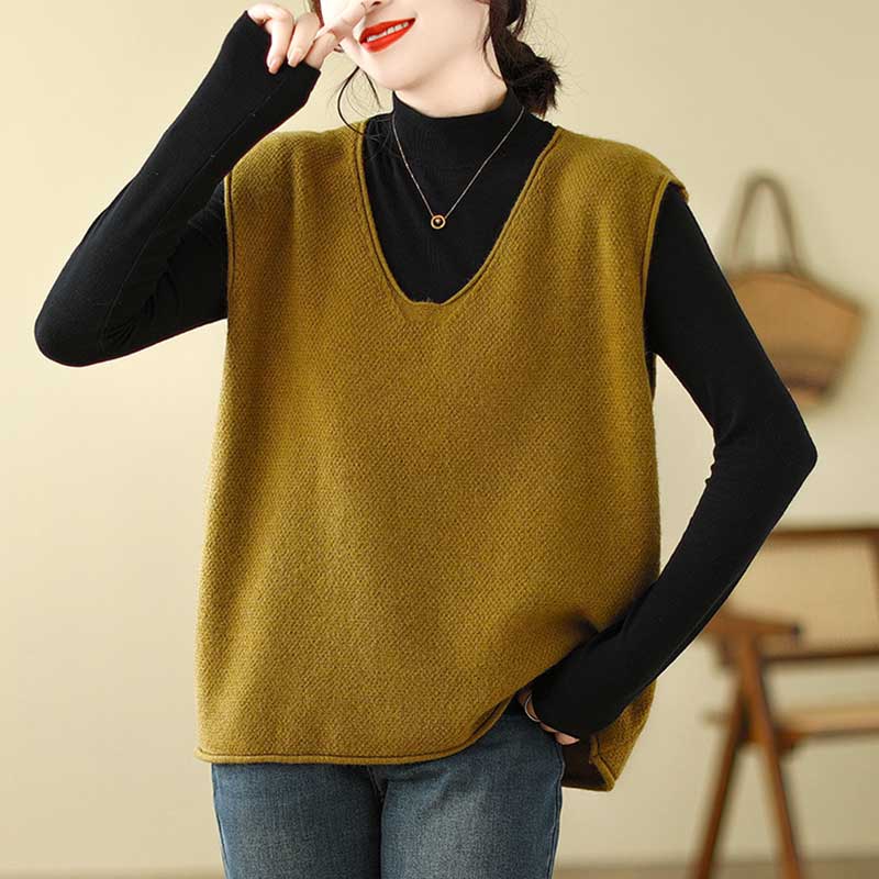 针织马甲女款春秋时尚百搭洋气外穿宽松无袖韩版套头潮流马夹背心