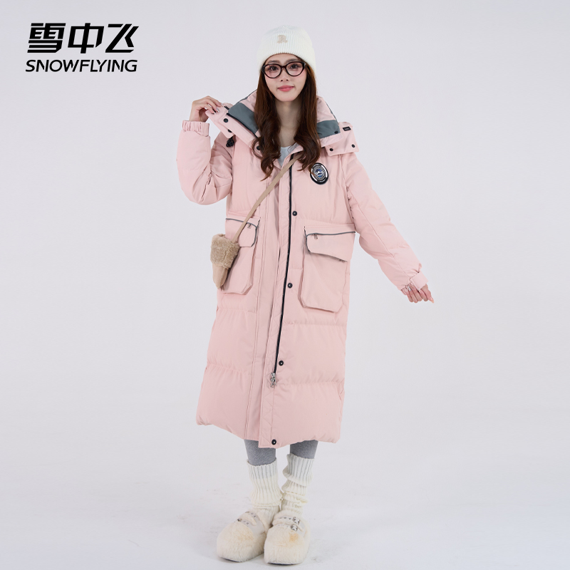 雪中飞长款工装羽绒服女新款户外休闲加厚过膝冬季高端外套30976