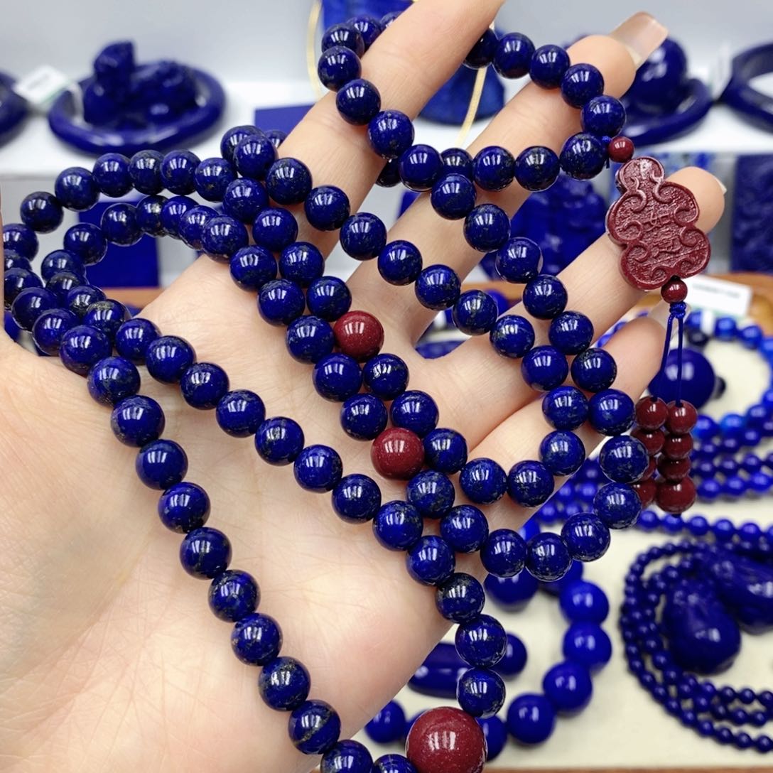 青金石未镶嵌颈饰7.6毫米108