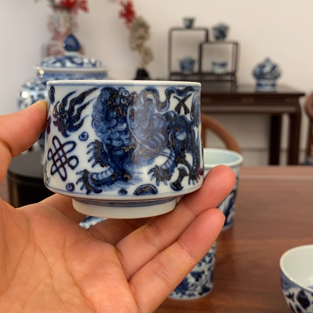 7****8仿元青花瓷器柴窑单杯