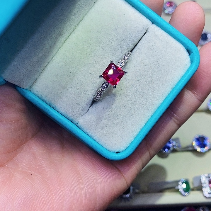 红宝石戒指银S925镶嵌