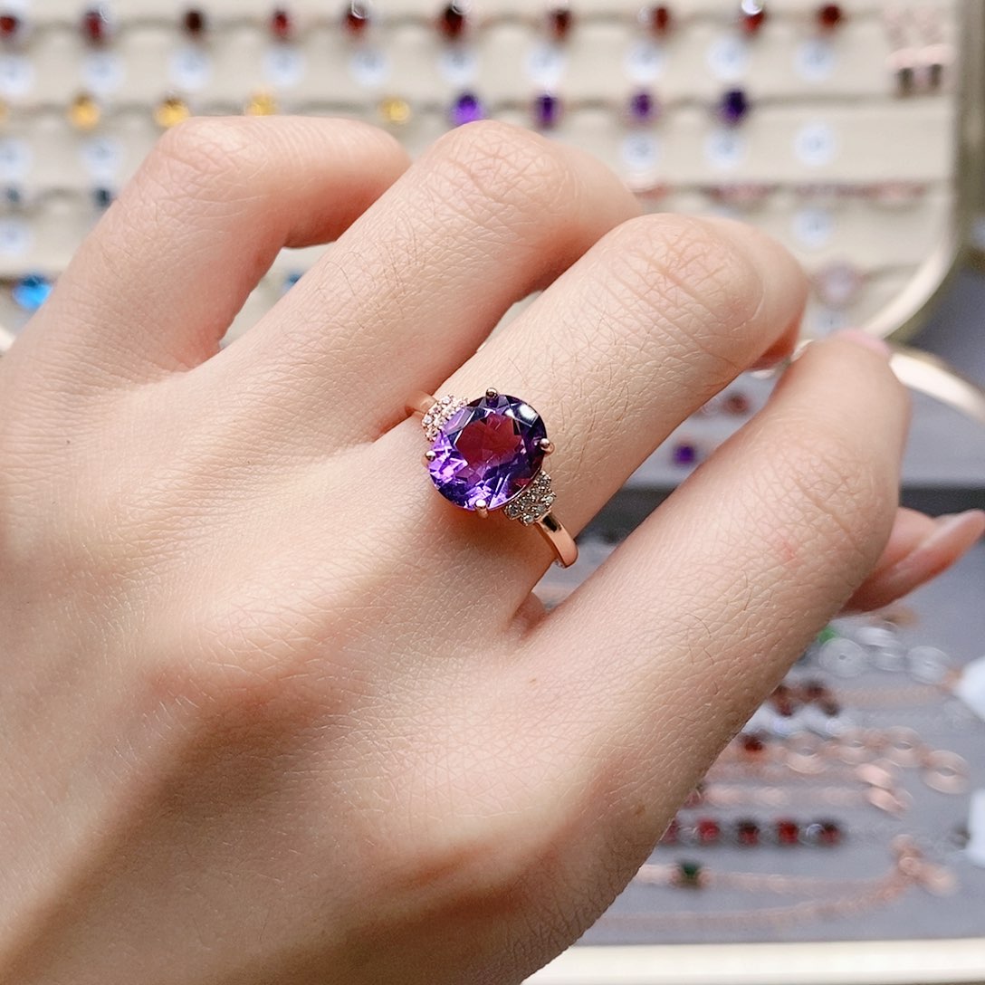 水晶戒指银S925镶嵌戒指