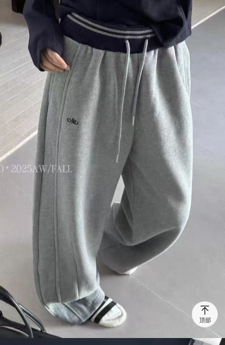 ZOZO-2759秋冬新款女刺绣字母弯刀加绒加厚羊绒裤