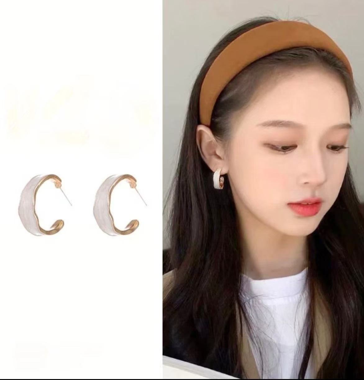 铜合金锆石耳饰 s004圈圈显瘦耳环爆款气质小众设计感轻奢时尚
