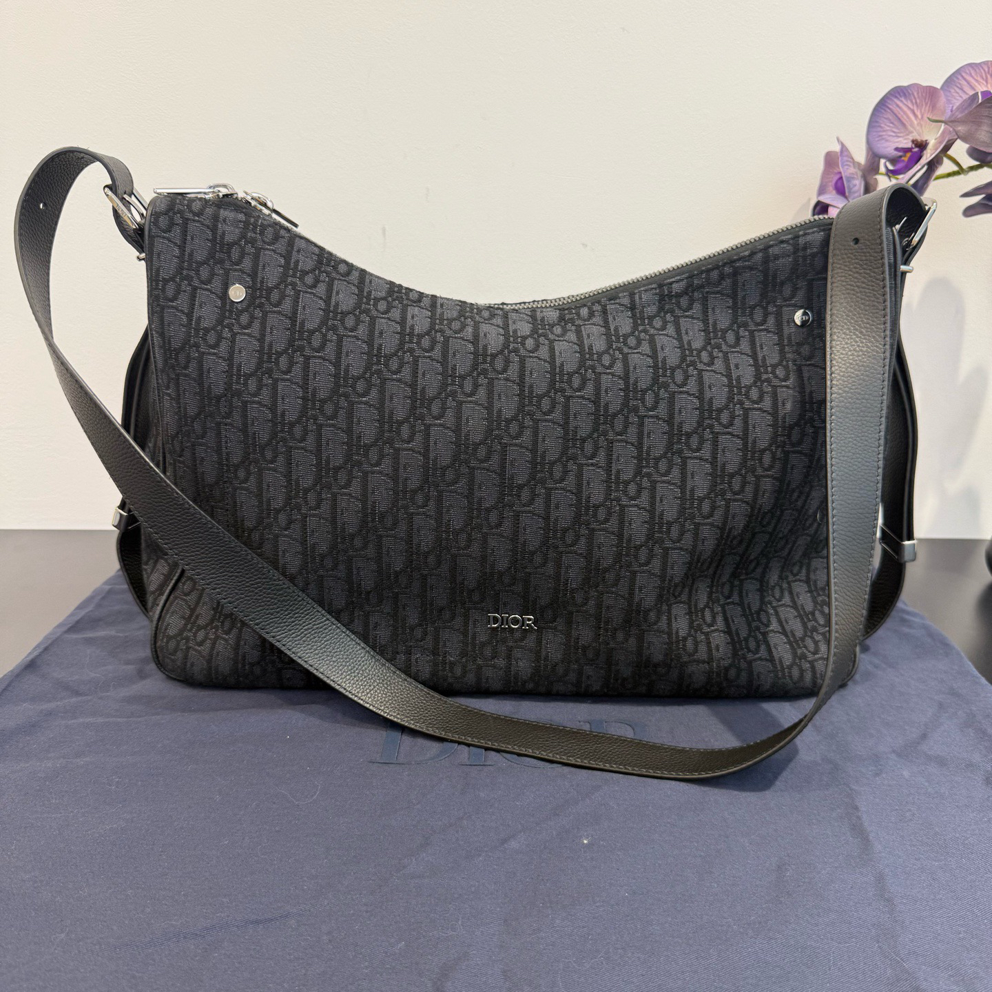99新 DIOR/迪奥 悦奢臻选/Slider/中号/水饺包/单肩包经典黑色
