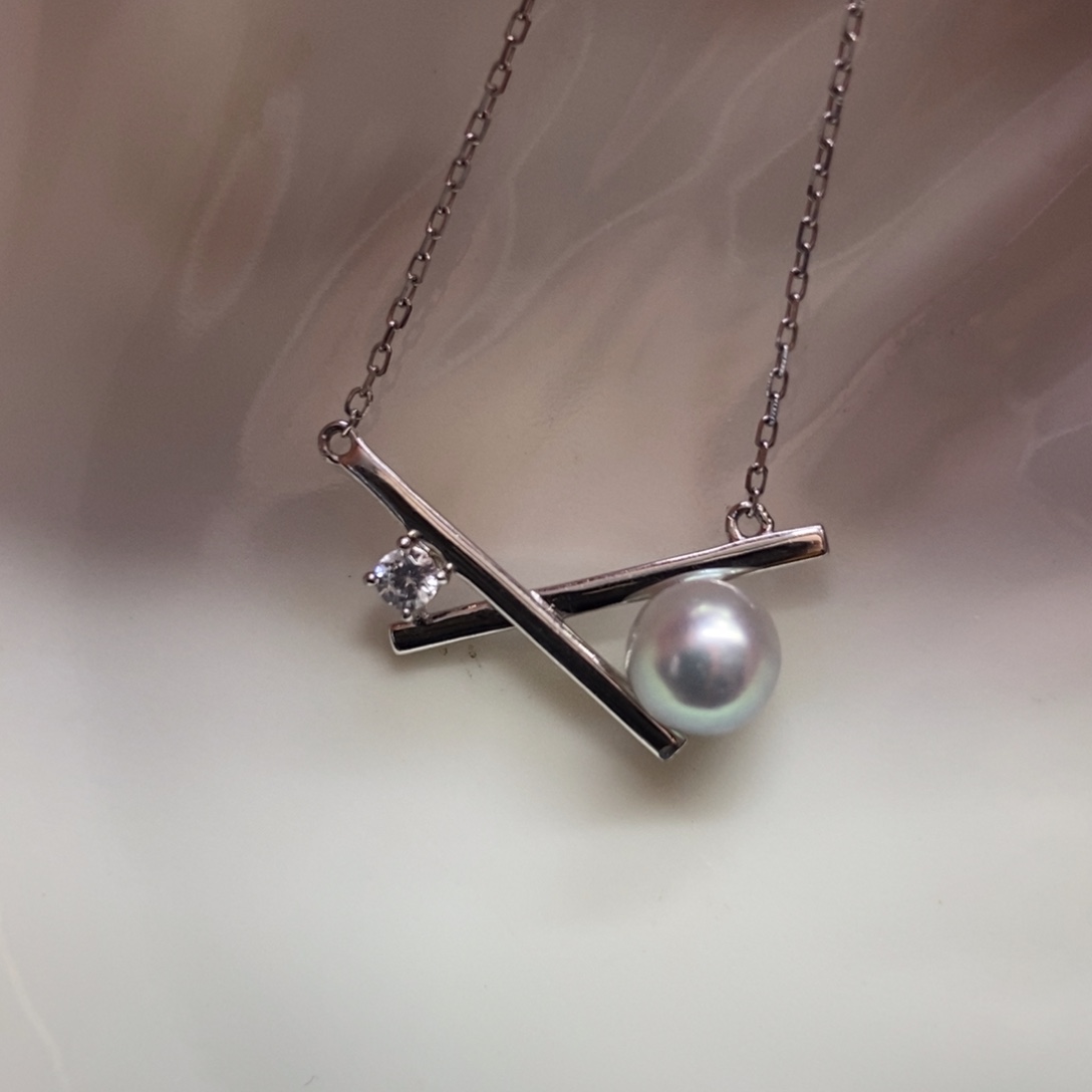 海水珍珠套链银S925镶嵌