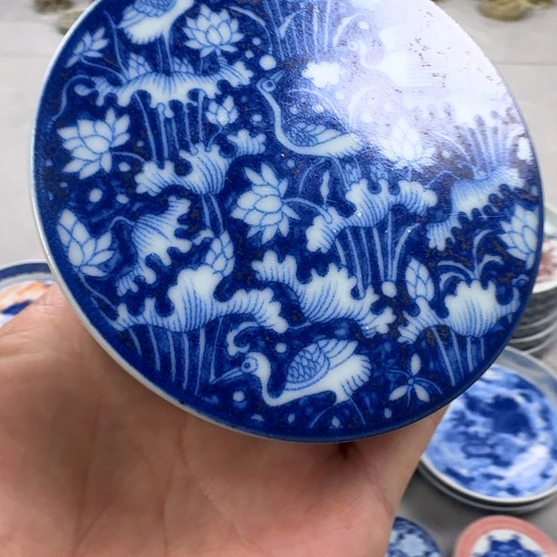 杯青花一路连科盖置