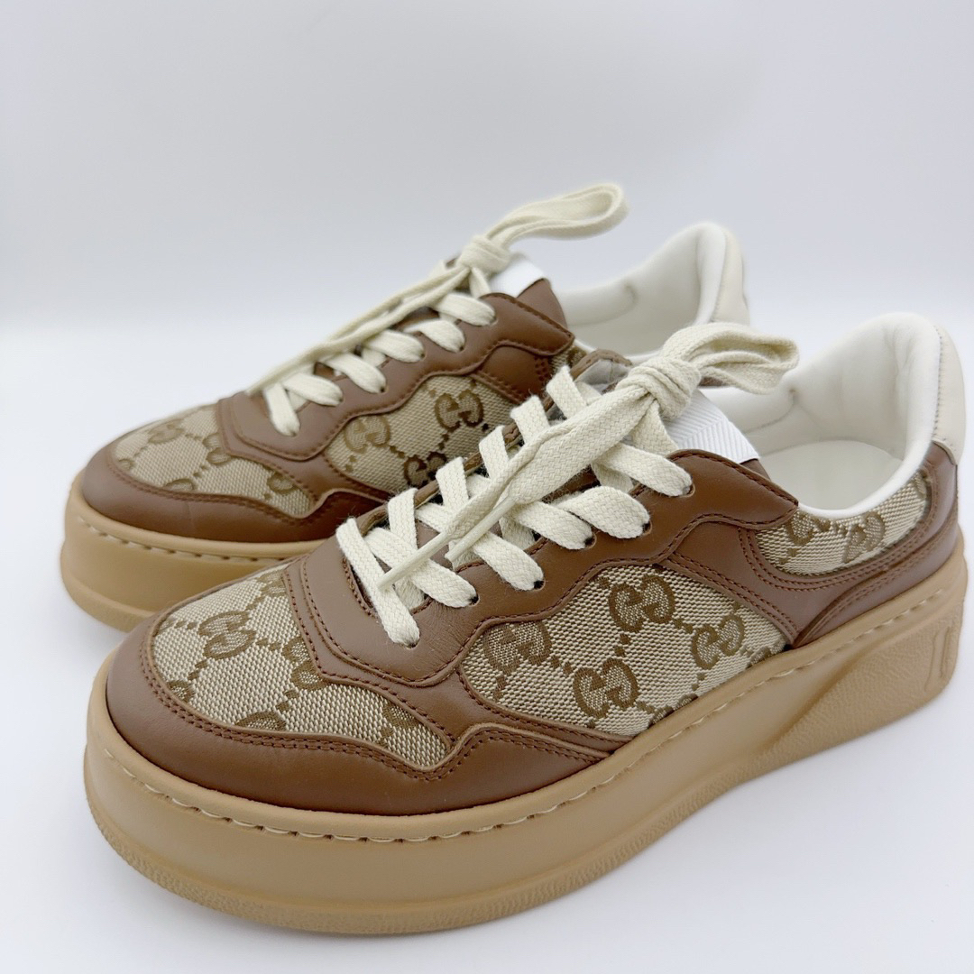 95新 GUCCI/古驰 98新/古36码/经典焦糖饼干鞋/01236