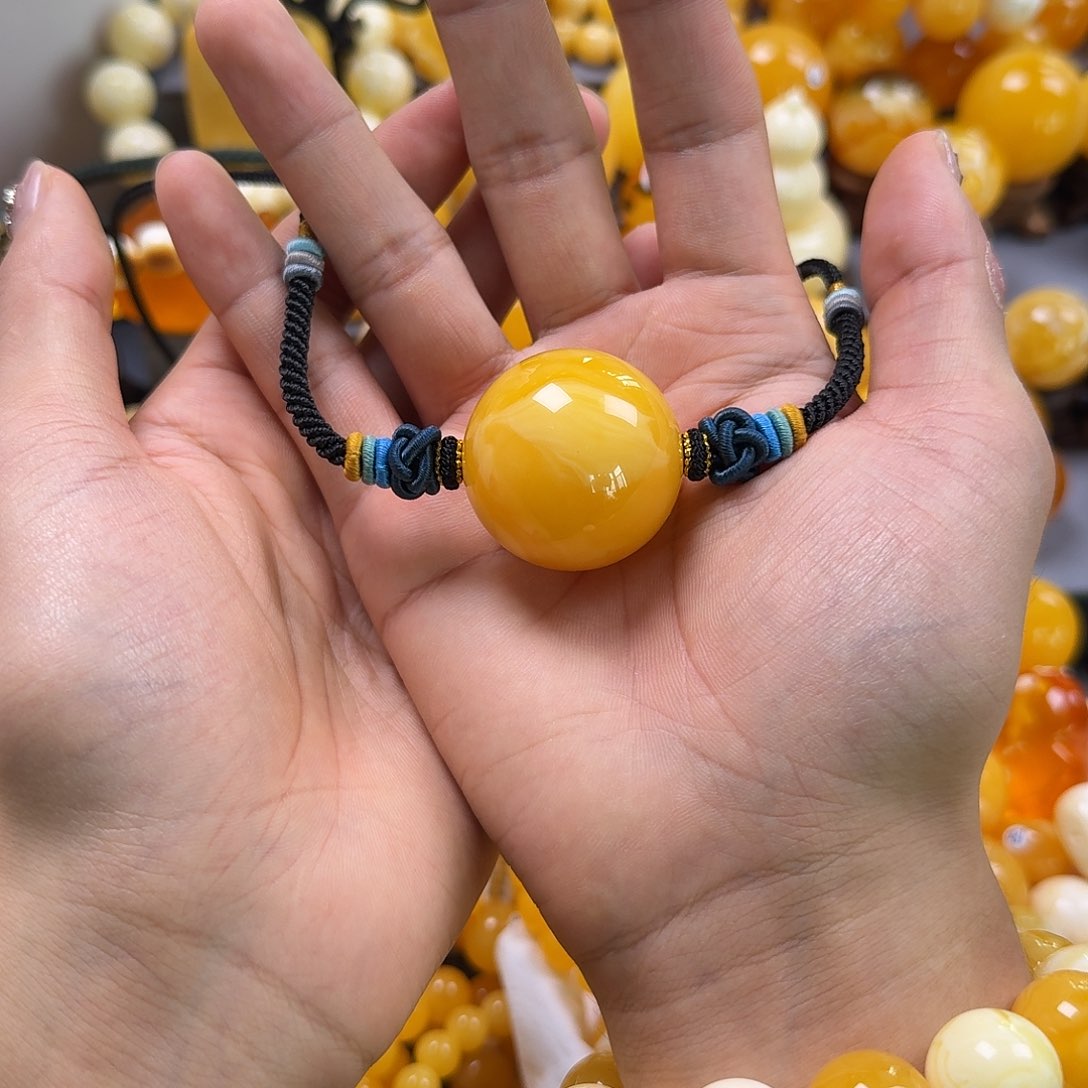 琥珀珠宝奇石未镶嵌锁骨33mm