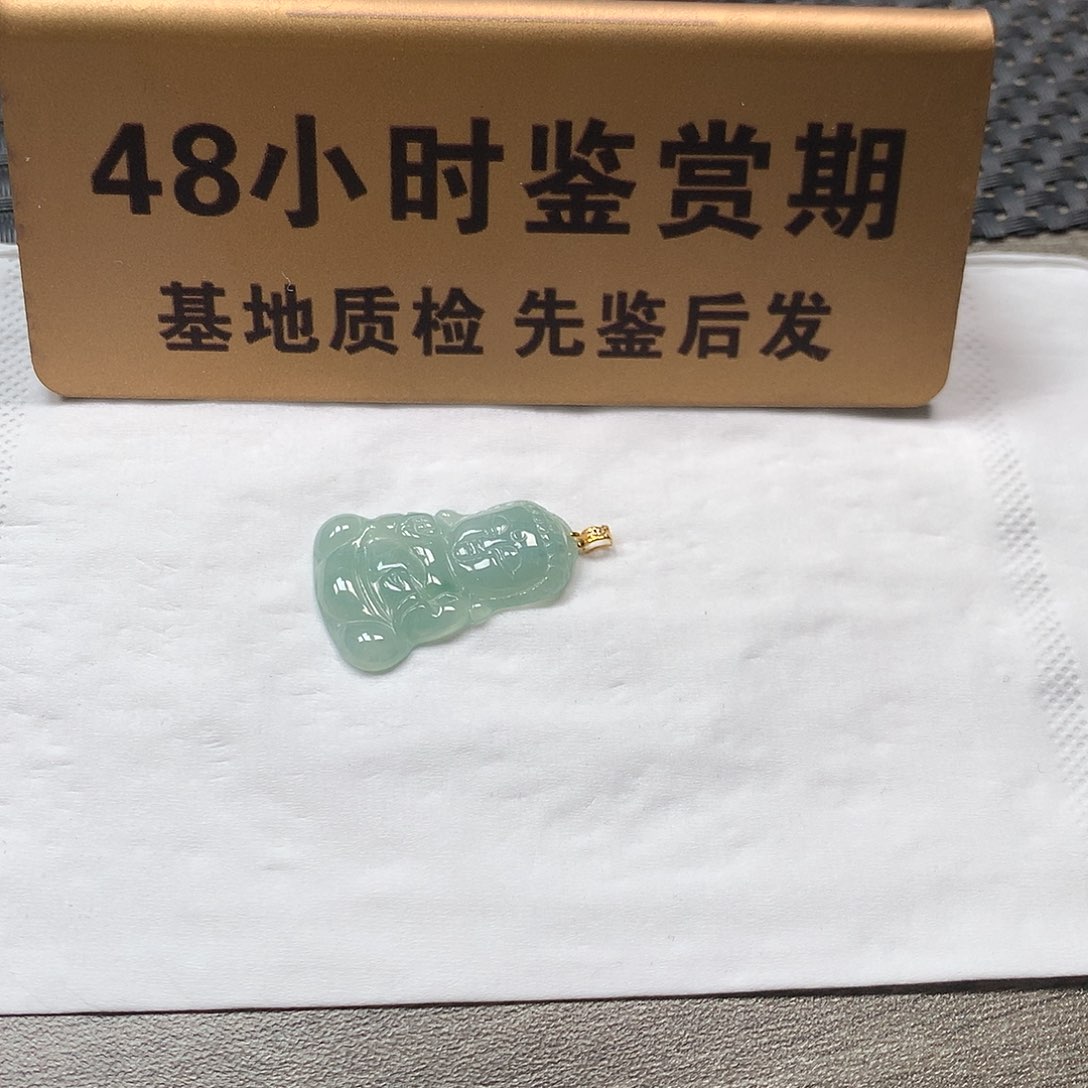 颈饰18K金镶嵌翡翠佛