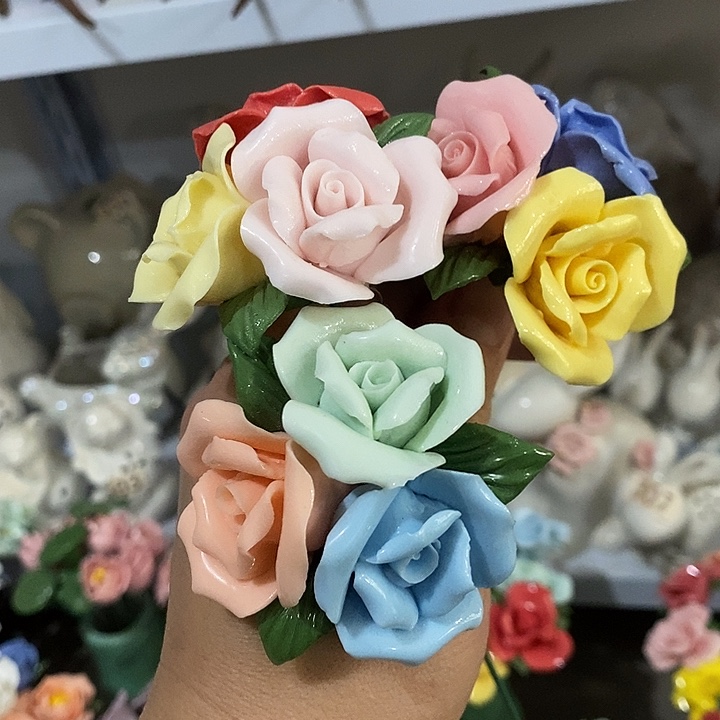 瓷片纯手工陶瓷花摆件1