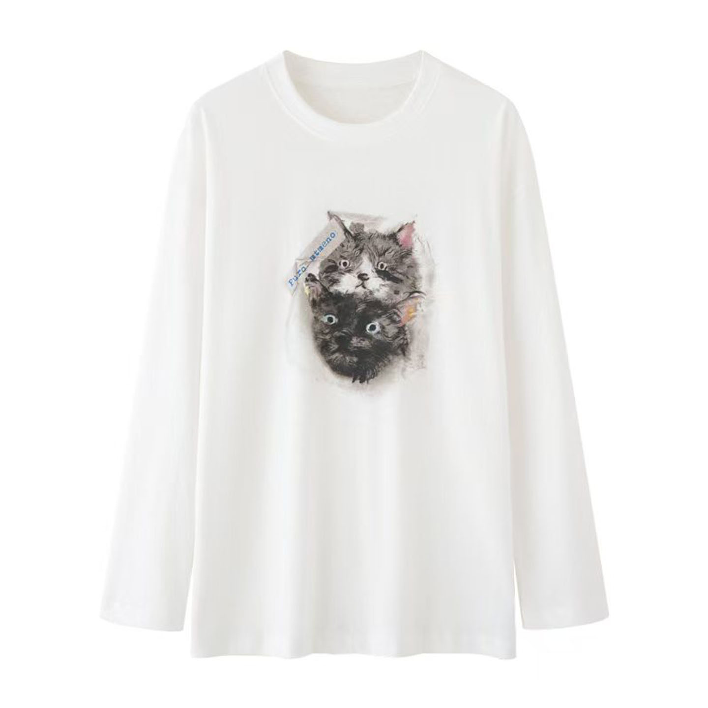 MM商场同款2025秋季新简约卡通印花圆领长袖T恤女0581