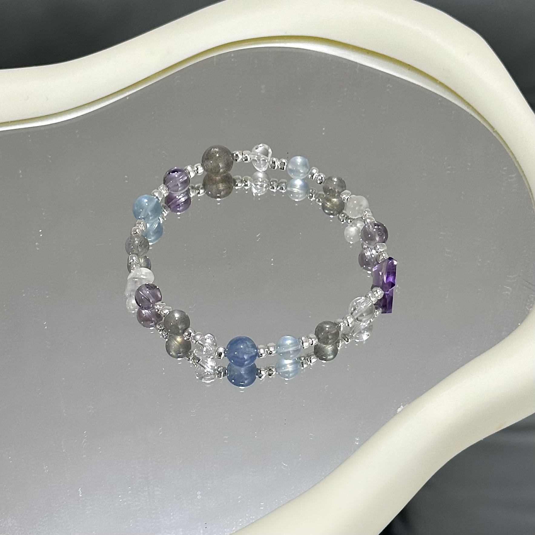 《梦游仙境》天然多宝三角碎银925银配饰手串 5mm+