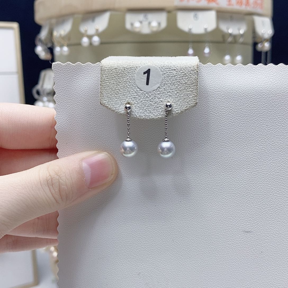 海水珍珠银S925镶嵌耳饰