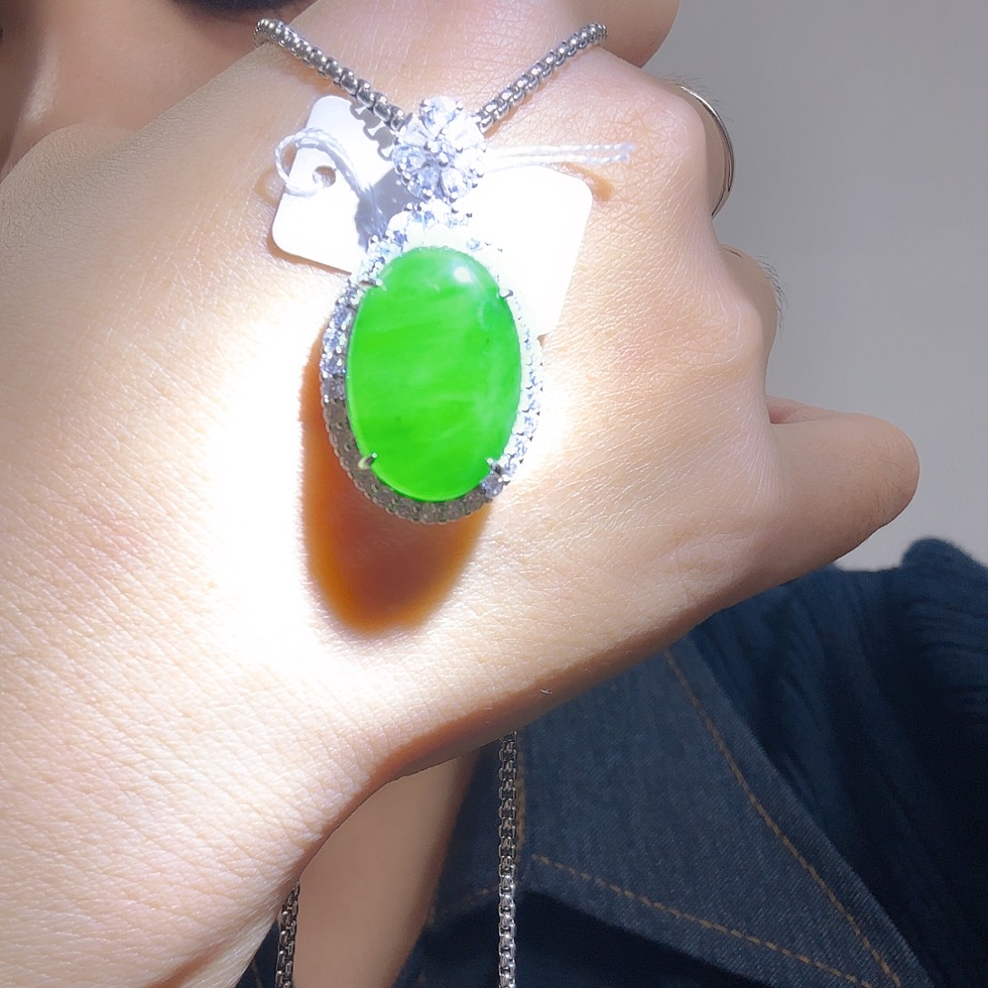 翡翠银S925镶嵌吊坠(不含链)