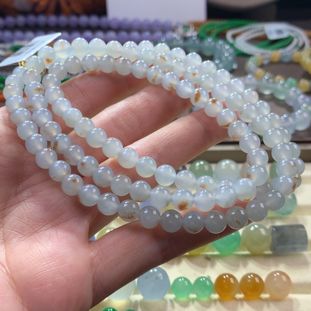 翡翠手链未镶嵌胶润飘红翡项链卡6.5