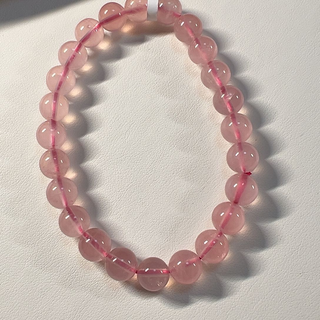 水晶手串未镶嵌天然马粉蜜桃粉8.2mm单圈手串