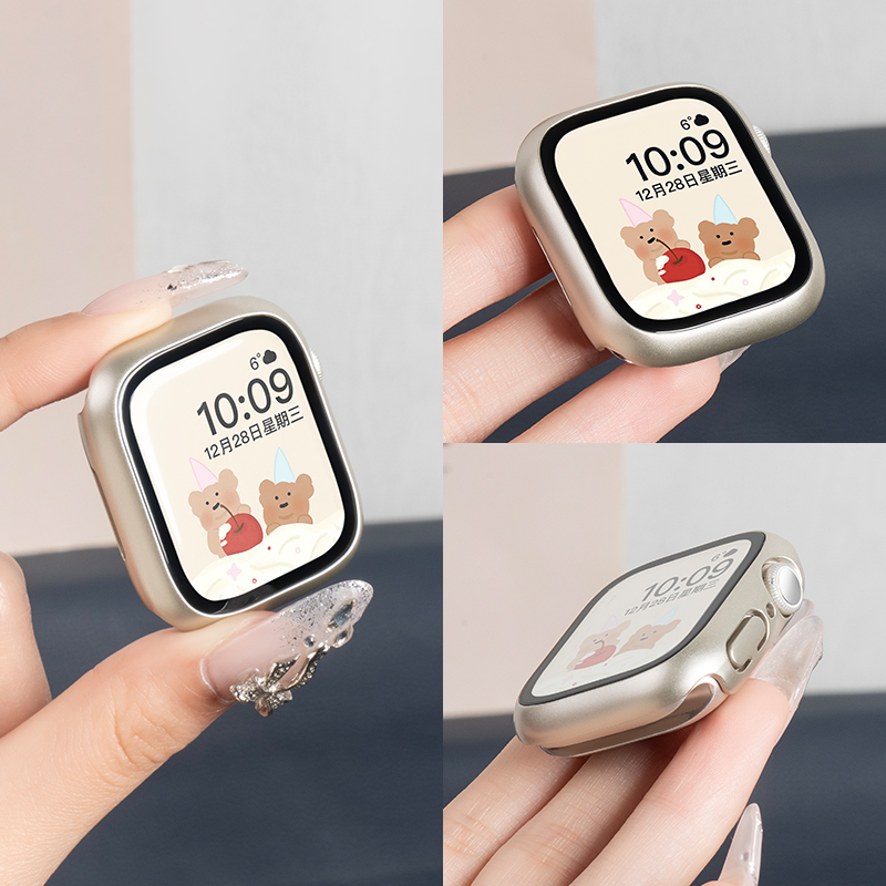 适用苹果手表s10保护壳applewatch9手表壳iWatch8壳膜一体钢化壳