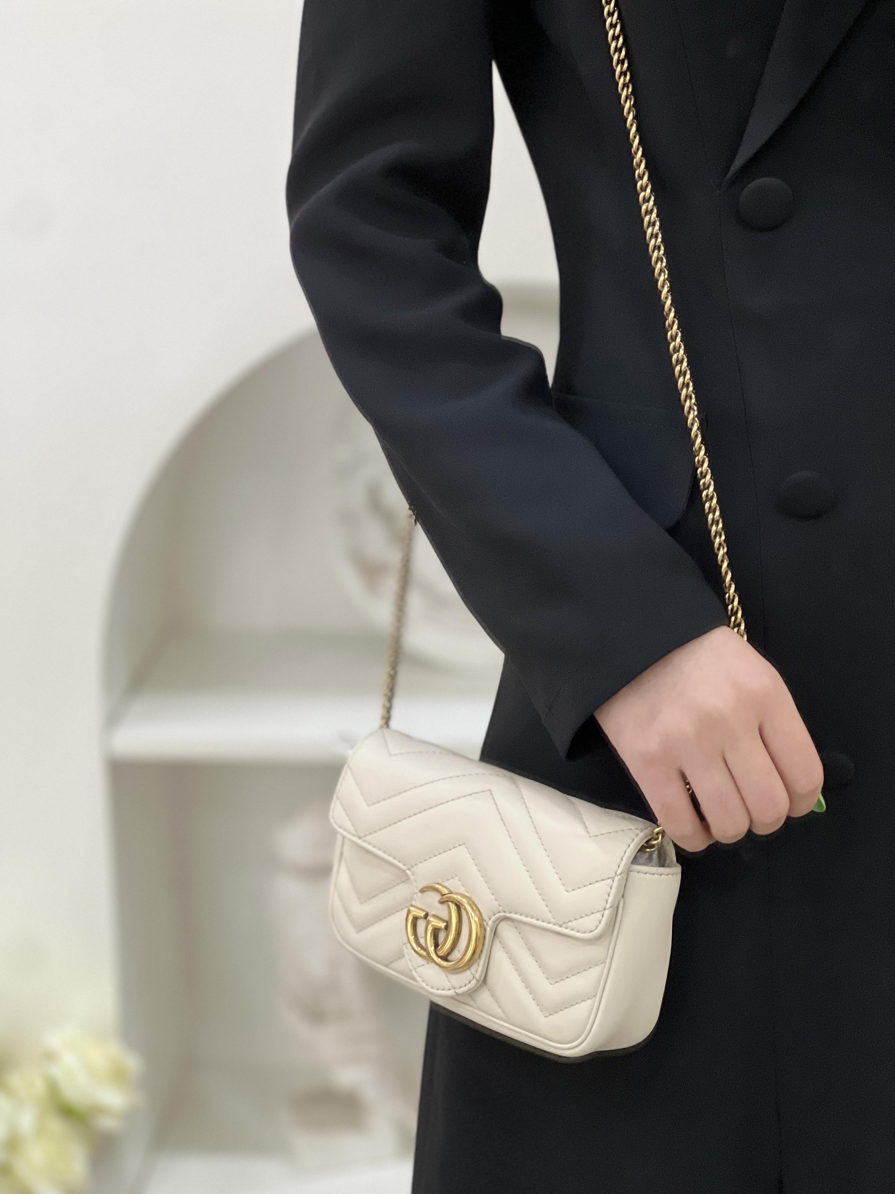 未使用 GUCCI/古驰 marmont mini 白金新款链条包/公价无/甄选