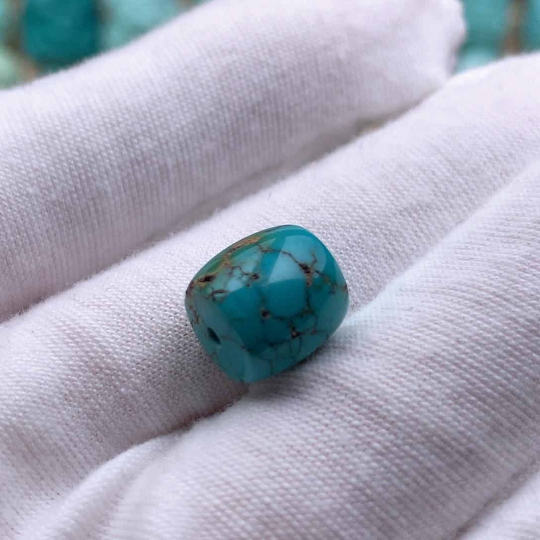 绿松石珠宝奇石未镶嵌绿松石水草纹直切珠