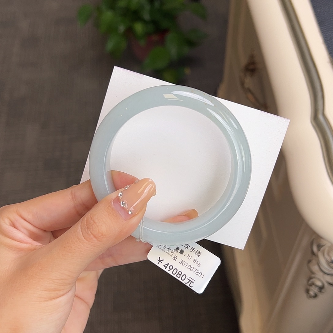 翡翠未镶嵌手镯56.5冰底洒金