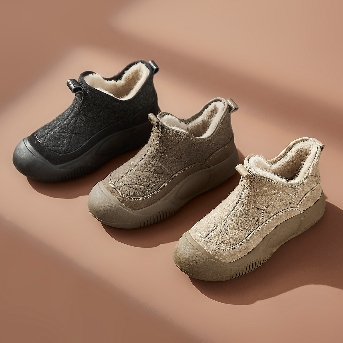 | 松花酿酒 春水煎茶 | 4公分 真皮羊毛毡厚底棉鞋女雪地靴 527