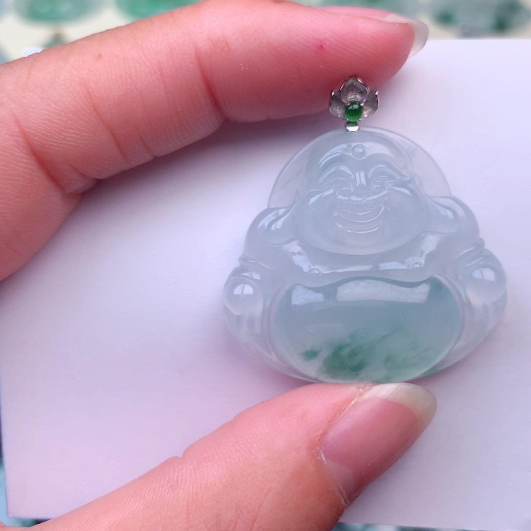 翡翠吊坠(不含链)18K金镶嵌