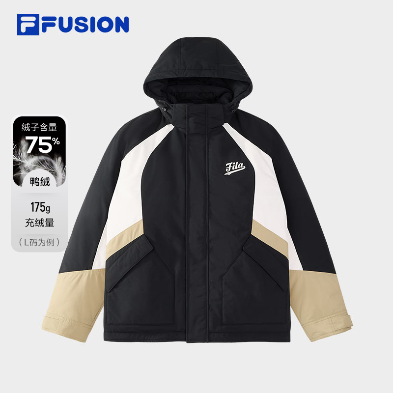 Fila/斐乐【新年款】25男款连帽防风保暖羽绒服撞色外套T11M512904