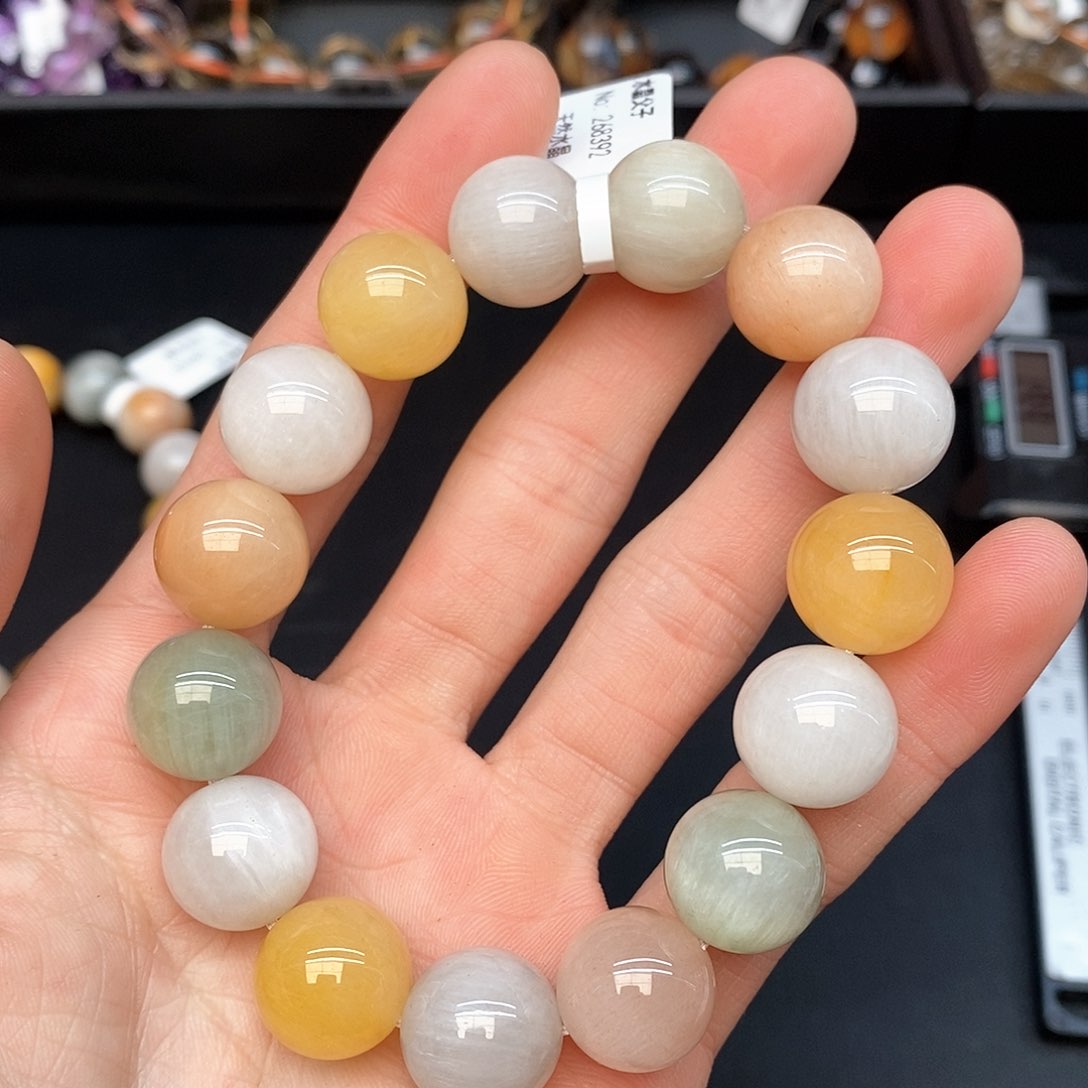 水晶手链未镶嵌15彩兔毛14mm