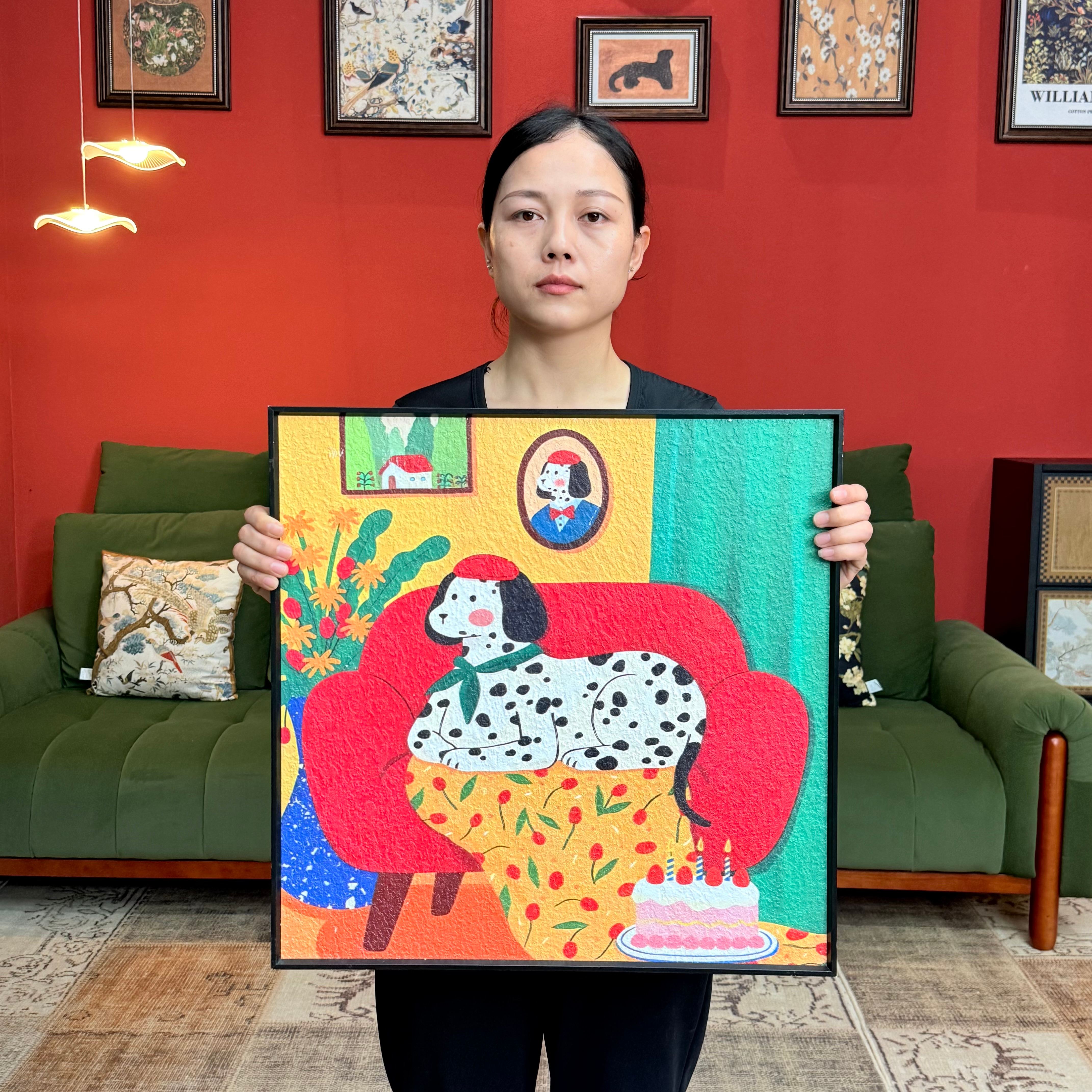 趣味卡通客厅卧室装饰画F025儿童房挂壁画狗狗6060