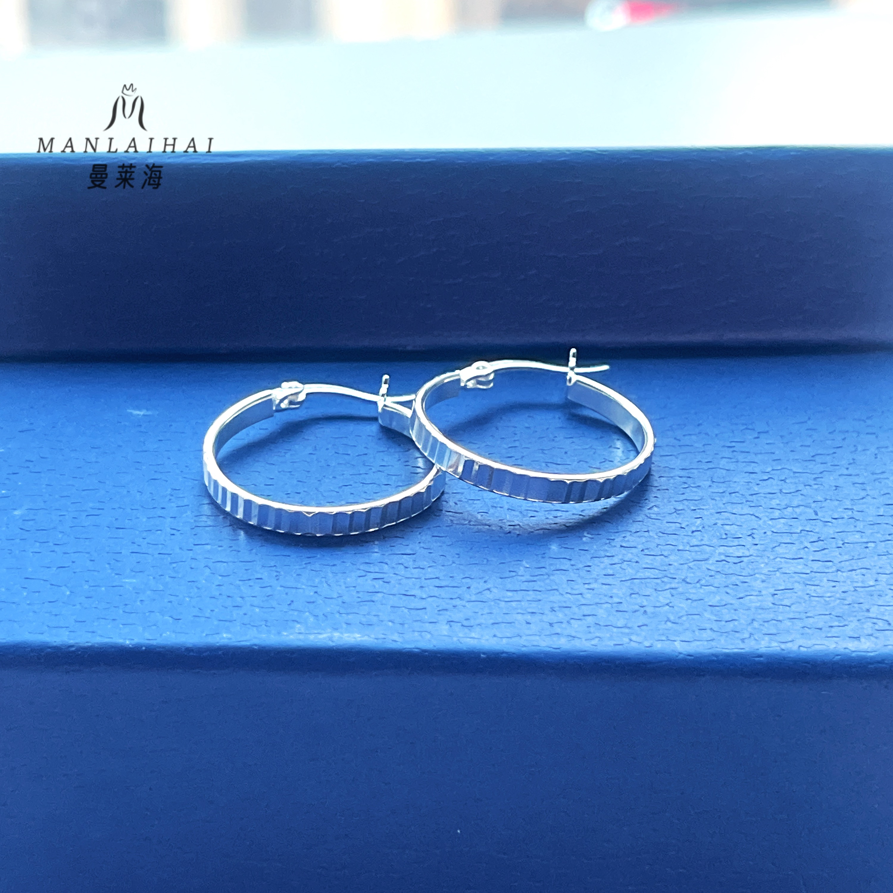 足银耳饰 车花简约条纹耳扣简约纯银耳环轻奢礼物百搭气质韩版