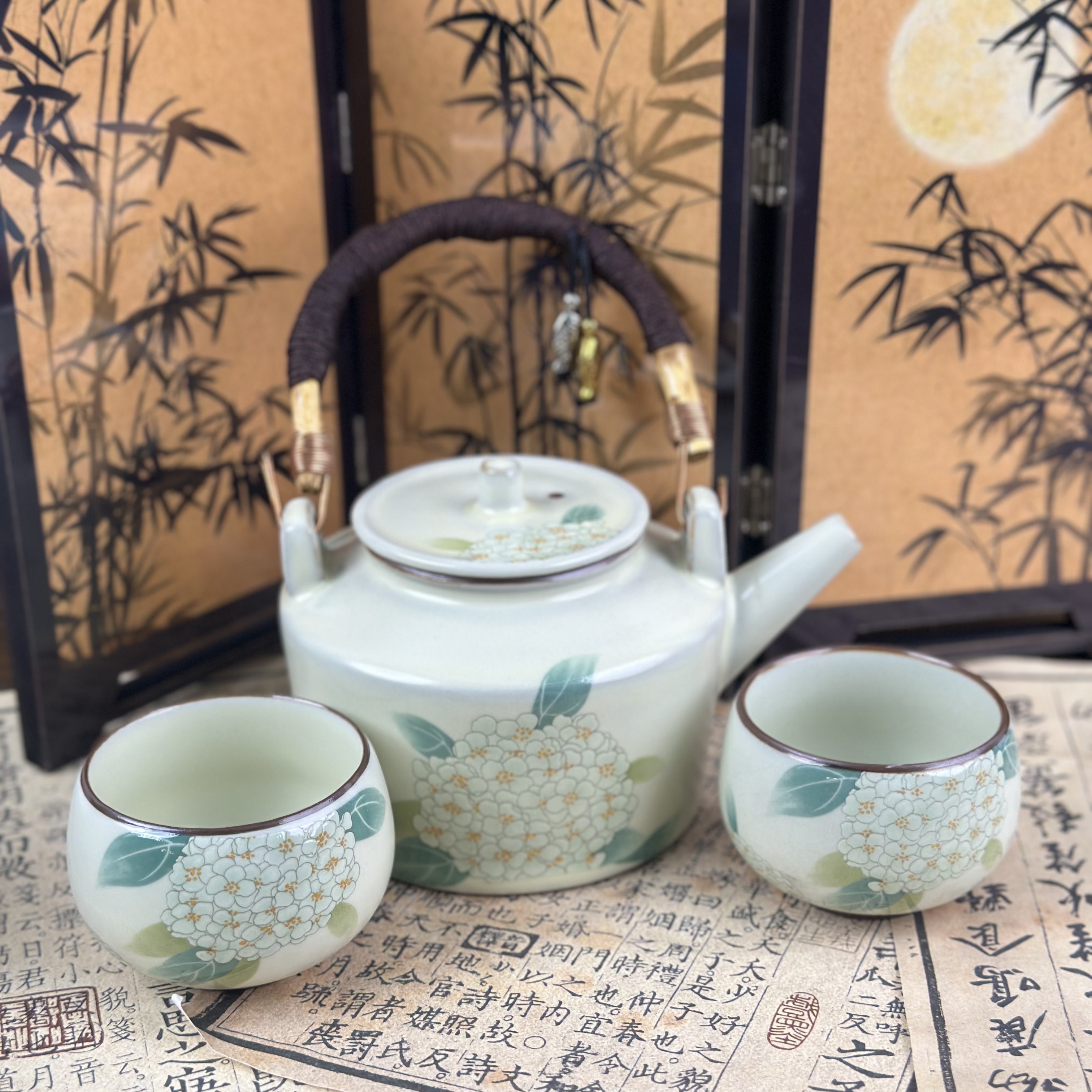 绣球花提梁壶+两杯@zhz1017