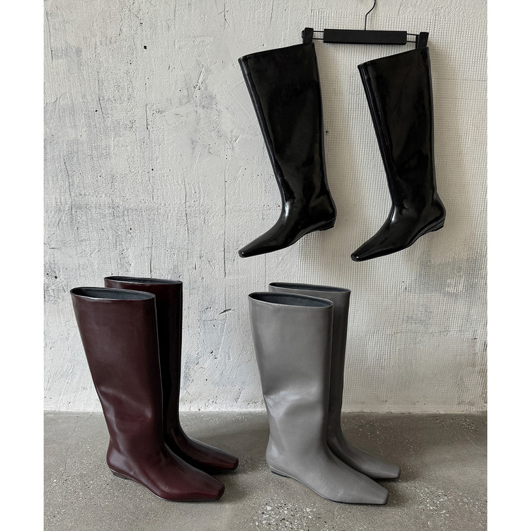 2025方头3厘米小坡跟长筒靴时尚百搭显瘦气质休闲风骑士靴子