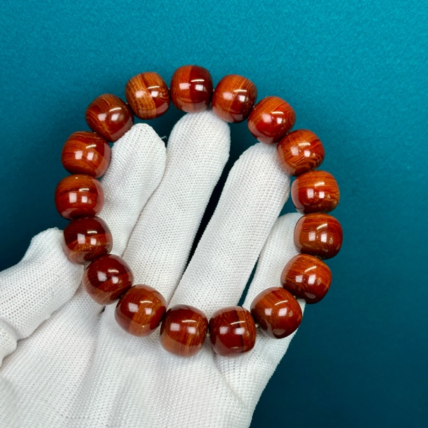 Q2044天然猛犸牙 猪肝红手串 14*13mm支持鉴定 假一罚四