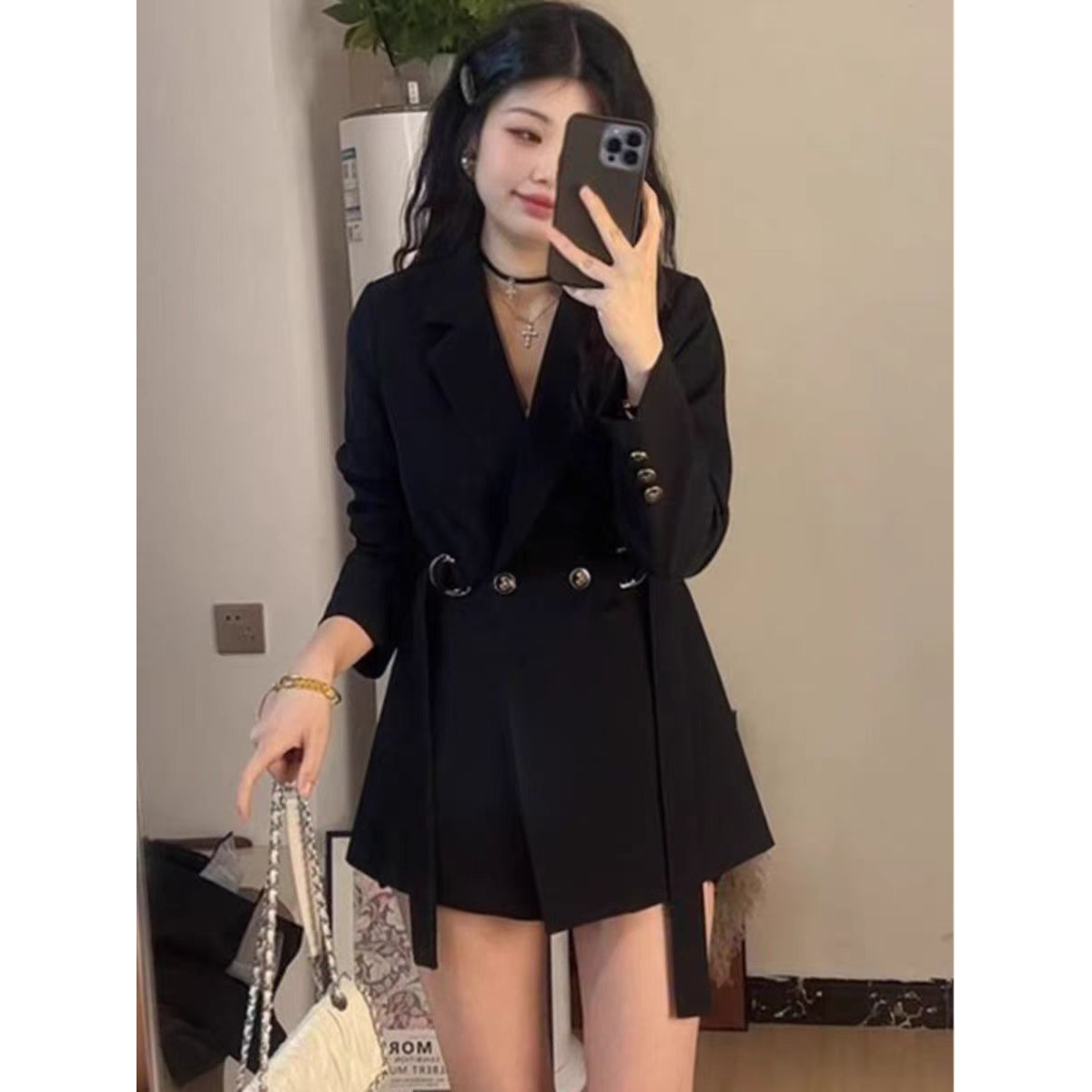 高级感时尚休闲气质西装女外套秋新款系带西服设计感外套女