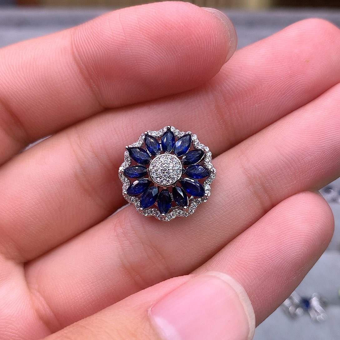 蓝宝石戒指银S925镶嵌